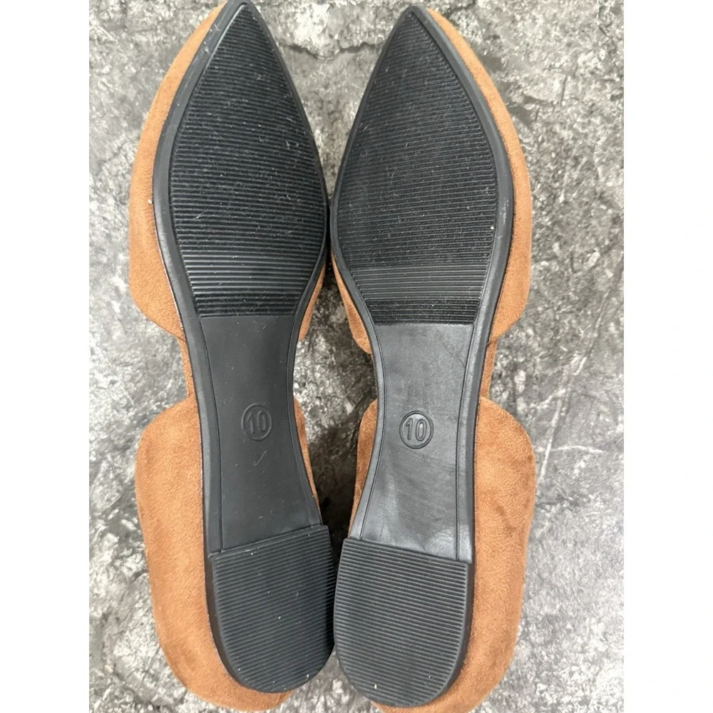 A New Day Womens Ae127 Julie Micro Suede Flats Memory Foam Cognac Sz 10 NEW